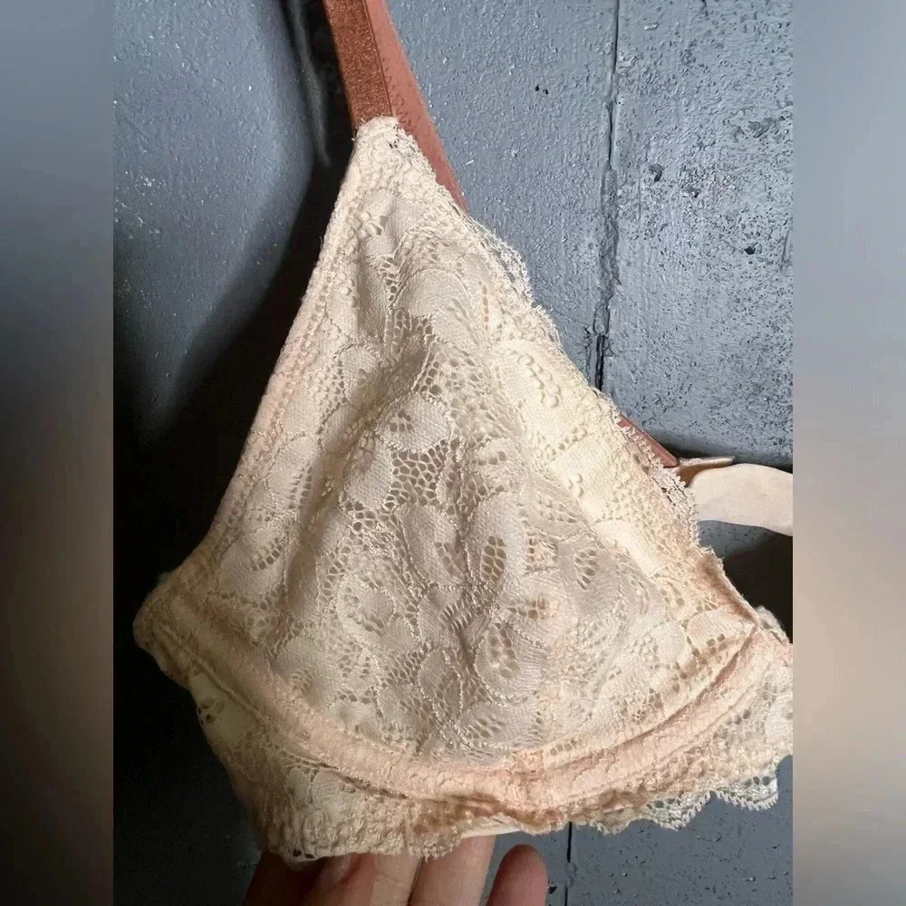 Aerie cream & brown HAPPY bra NWOT. Size 34C